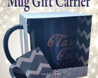 Mug Carrier Gift Box from A4 and 12x12 card digital cutting file