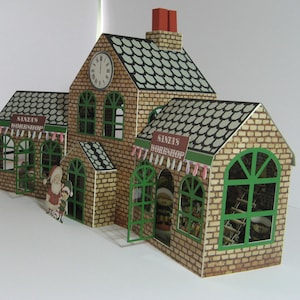 Modelo 3d da Oficina / Estação Ferroviária do Papai Noel - Edifício Principal de 2 Andares e Oficina Lateral - formato SVG