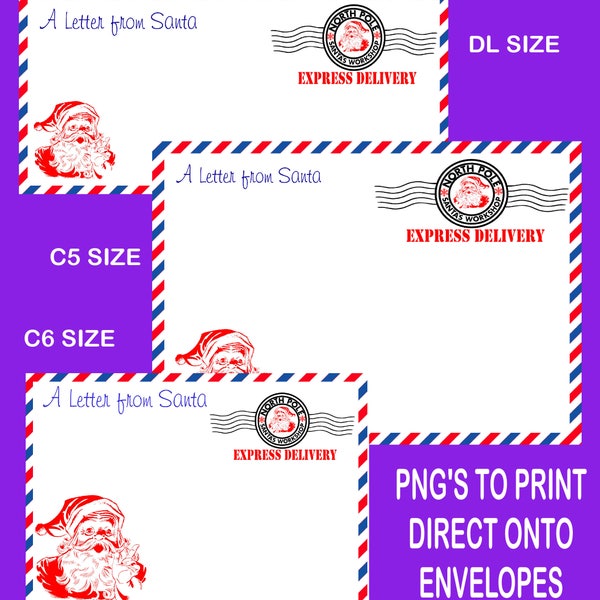 Letter from Santa Envelope printable set 3 read description - DL /C6/C5 Transparent png and jpeg