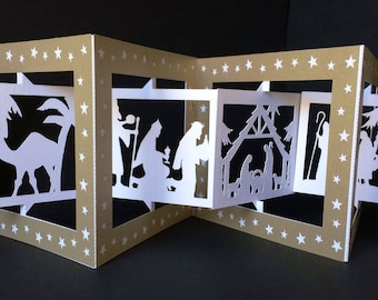 Accordian Christmas Nativity Card Cutting file -   SVG/FCM etc format