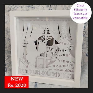 Święty Mikołaj w Wigilię - Wielowarstwowy i odpowiedni do formatów Shadow Box Light Box SVG, Studio i FCM