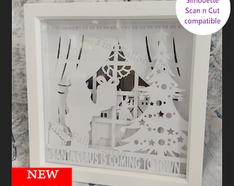 Père Noël la veille de Noël - Multicouches et convient aux formats de découpe numérique Shadow Box Light Box SVG, Studio et FCM