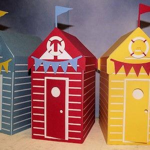 Strandhuis / hut / doos / hut 3D-model met presentatiedoos - verzegeld dak of te openen dak, machinaal of handgesneden formaten