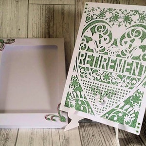 Pretty retired Card (with box) beautiful cutout design - digital download SVG and Studio