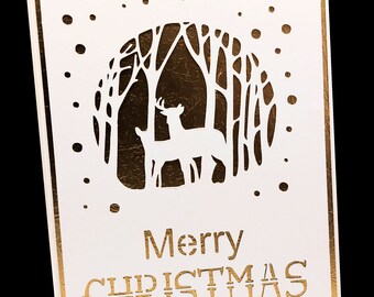Deer in Forest Christmas card TOPPER  - Digital cutting file download