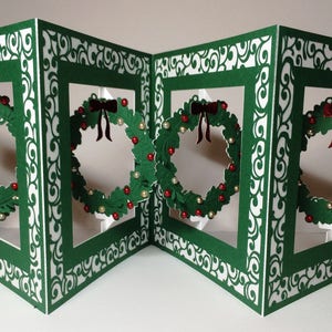Accordian Weihnachtskranz Karte Schneidedatei - verschiedene Formate