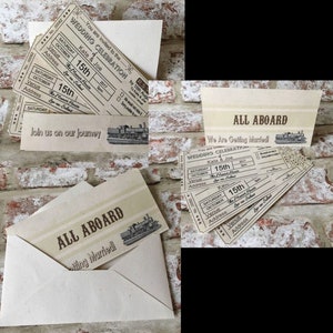 Vintage Zugticket - Hochzeitseinladung - digitale Schneidedatei zum Erstellen Ihrer eigenen Sil Studio / JPEG und PDF