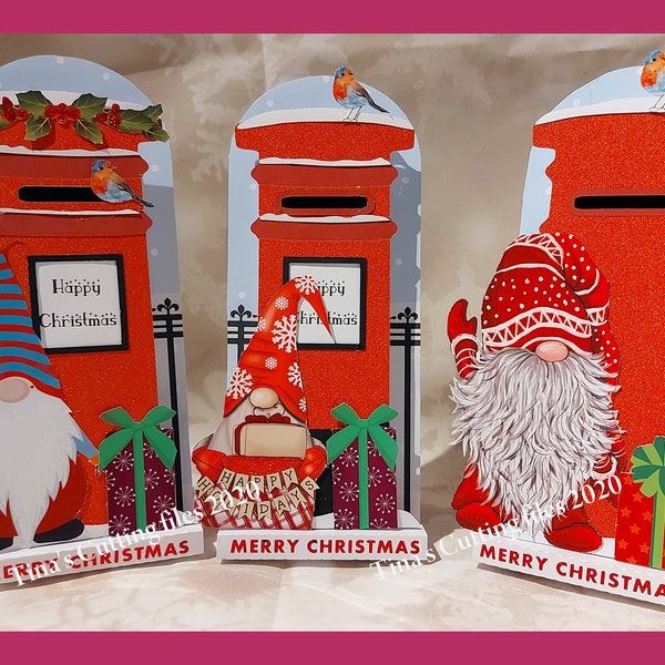 Dimensional Stand Up / Pop out  Christmas Letter Box card with artwork included Gonks Gnomes Set  SVG/Studio/FCM and PDF