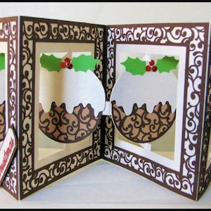 Accordian Christmas Pudding Bauble Card Fichier de découpe - format SVG