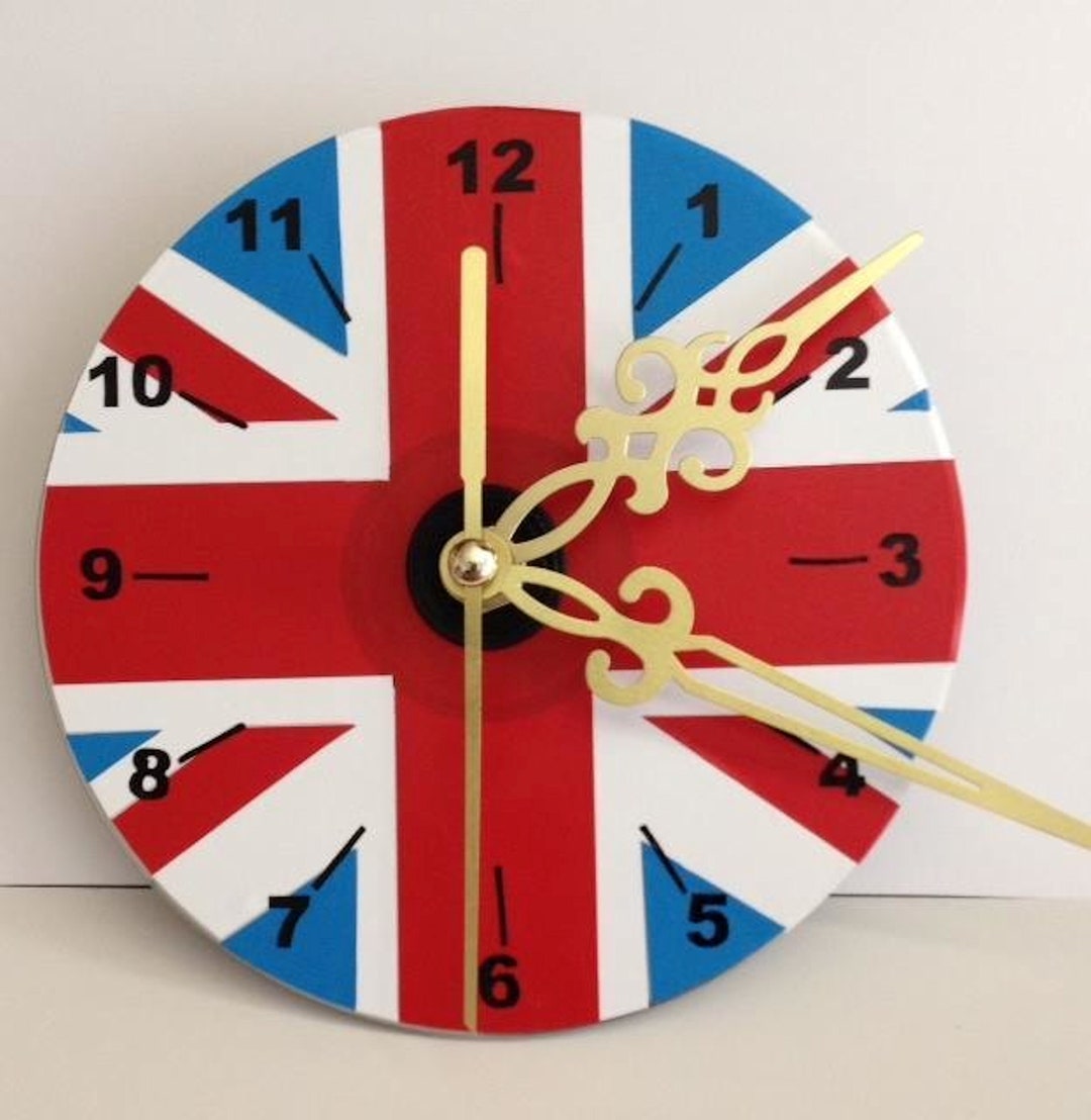UK Union Jack Clock Face With Gift Box for Cd's Plates Etc Cutting File Svg and Silhouette