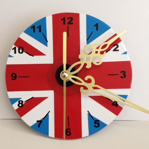 UK Union Jack Clock Face with gift box for CD's plates etc cutting file svg and silhouette studio.