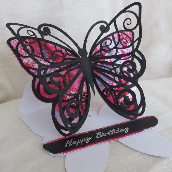 Butterfly themed Easel Card Template with instructions SVG / Studio  format cutting files (Cricut compatible)