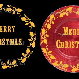 Holly Design  Christmas Word Art Great For Vinyl and Charger Plates digital cutting files SVG /FCM etc