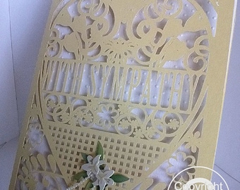 Pretty With Sympathy  Card (with box) beautiful cutout design - digital download SVG and Studio