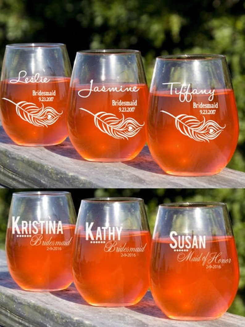 Stemless Wine Glasses Bridesmaid Proposal Best Friend Wine Etsy