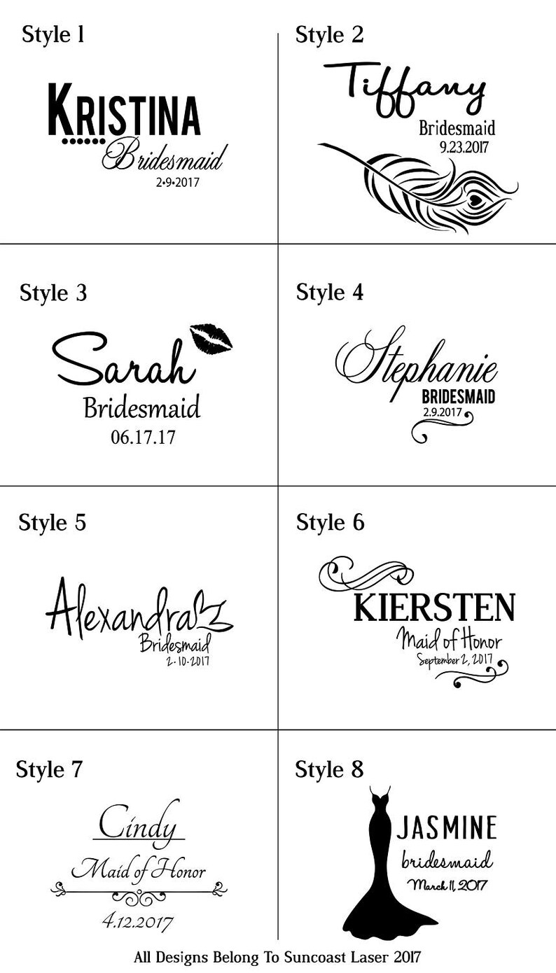 Bridesmaid Flasks 8 Flask Gift Sets Personalized Flask Etsy