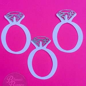 12 Wine Glass Markers Diamond Ring Decor, Silver Glitter Diamond on ...