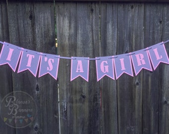 Its A Girl Gender Reveal Party Banner Announcement, Baby Shower Decoration, Baby Reveal Theme Three Layer Card Stock Banner Party