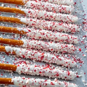 White Chocolate Peppermint Pretzel Rods