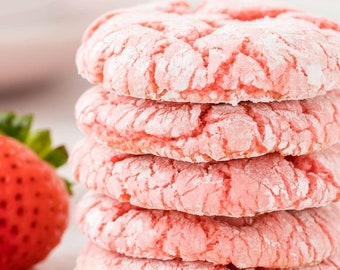 Strawberry Crinkle Cookies