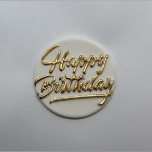 GOLD Fondant Happy Birthday Cupcake Toppers