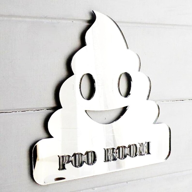 Toilet Poo Room Poop Emoji Acrylic Mirrored Door Sign Etsy