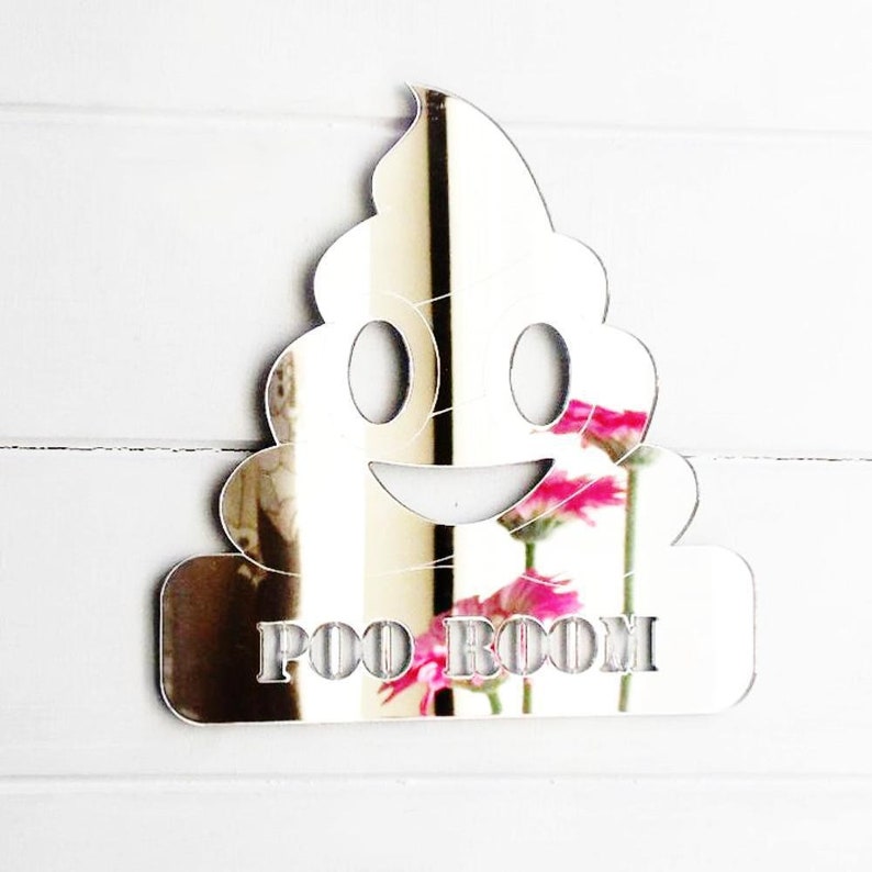 Toilet Poo Room Poop Emoji Acrylic Mirrored Door Sign Etsy