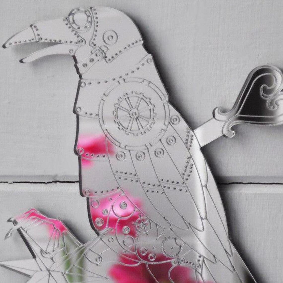 Steampunk Engraved Raven & Pocket Watch Acrylic Mirror Etsy