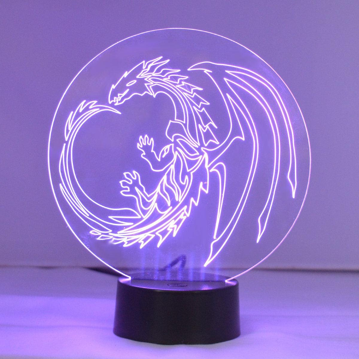 Dragon Circle Colour Acrylic Light Etsy