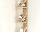 Handmade wooden storage ladder hygge stationary storage cacti wall planter plant stand bathroom decor minimal geometric vertical planter