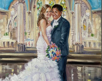 Art commission painting Custom oil painting from photo couples portrait oil painting commission custom wedding painting 1st anniversary gift