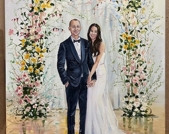 Commission painting on canvas art original wedding painting gift anniversary Custom oil painting from photo wedding portrait from photo