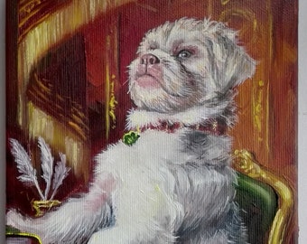 Antique dog painting from photo commission painting custom oil painting victorian dog portrait dog memorial painting Royal Dog portrait art