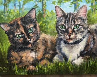 Commission painting cat portrait from photo Commission cat painting animal portrait commission art Custom dog portrait Cat memorial painting