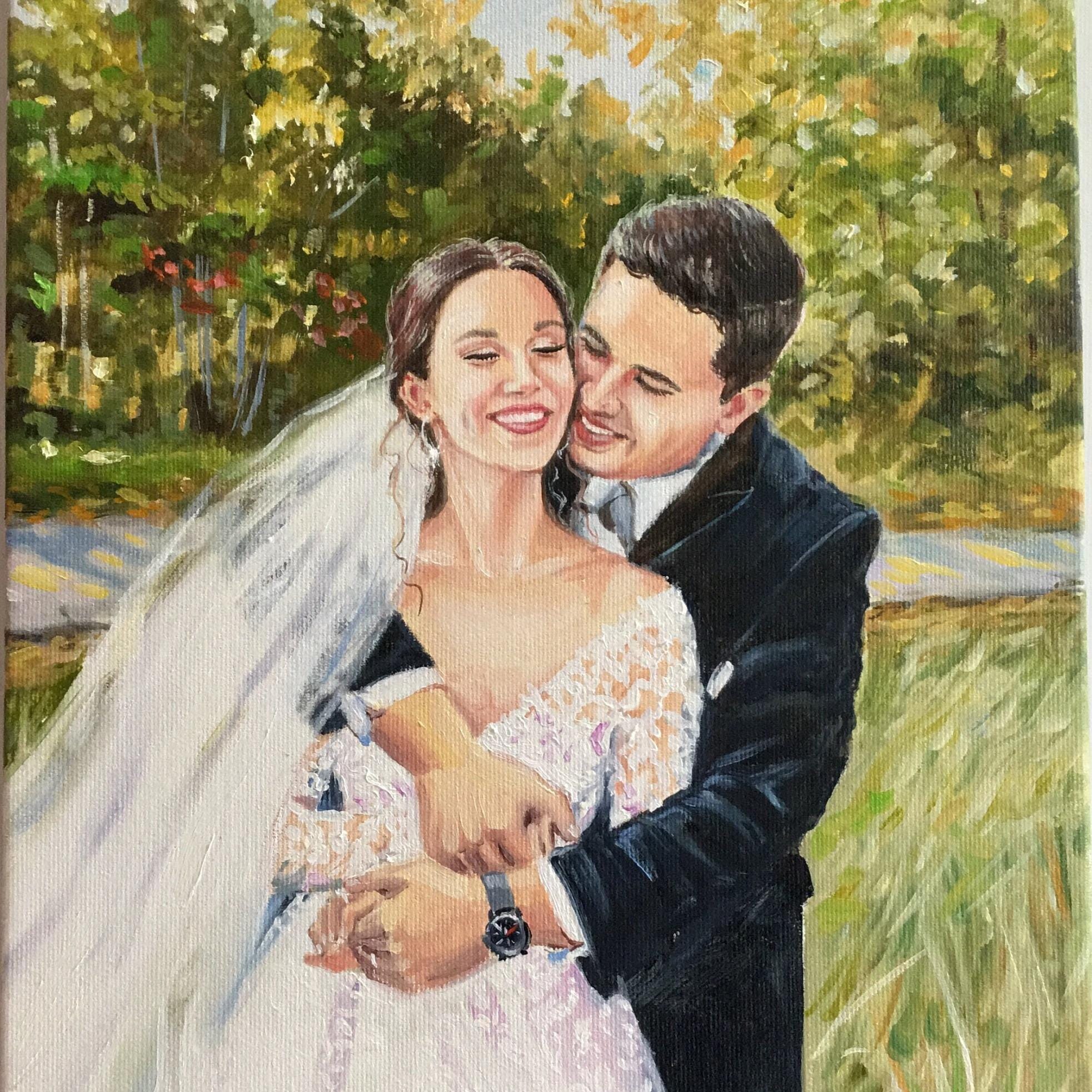 Custom Painting Art Commission Painting on Canvas Wedding Portrait Oil ...