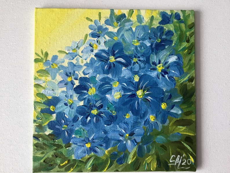 Forget Me Not Flowers Painting Original Oil Painting Small Floral Wall Art Blue Flower Painting Girl Gift Bouquet Mini Painting Flowers Art Art Collectibles Oil Alechcemisieszyc Pl