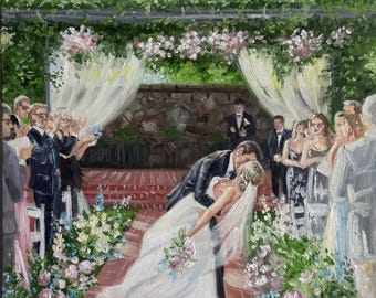 Custom oil painting from photo wedding painting Commission painting family portrait turn photo into painting 1st anniversary gift for couple