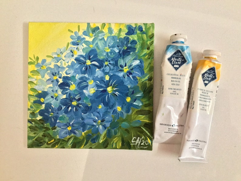 Forget Me Not Flowers Painting Original Oil Painting Small Floral Wall Art Blue Flower Painting Girl Gift Bouquet Mini Painting Flowers Art Oil Art Collectibles Hedoarchitects Pl