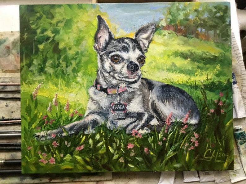 Commission Art Painting Dog Portrait Oil Painting on Canvas Etsy