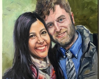 Peinture sur commande sur toile Peinture de mariage personnalisée, cadeau d'anniversaire, peinture à l'huile personnalisée à partir d'une photo d'art personnalisée, cadeau portrait de couple