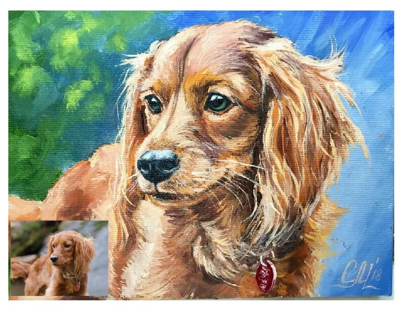 Custom dog painting from photo custom dog portrait commission Etsy