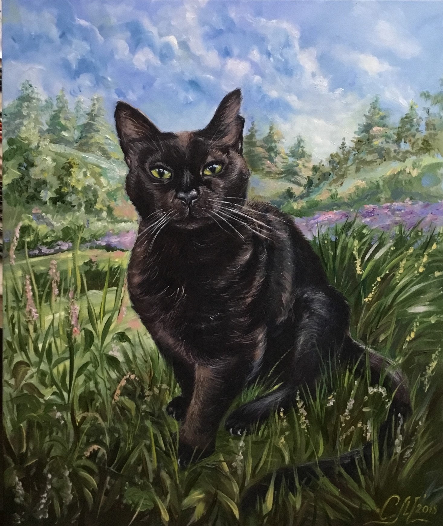 Realistic portrait cat painting from photo custom oil portrait | Etsy