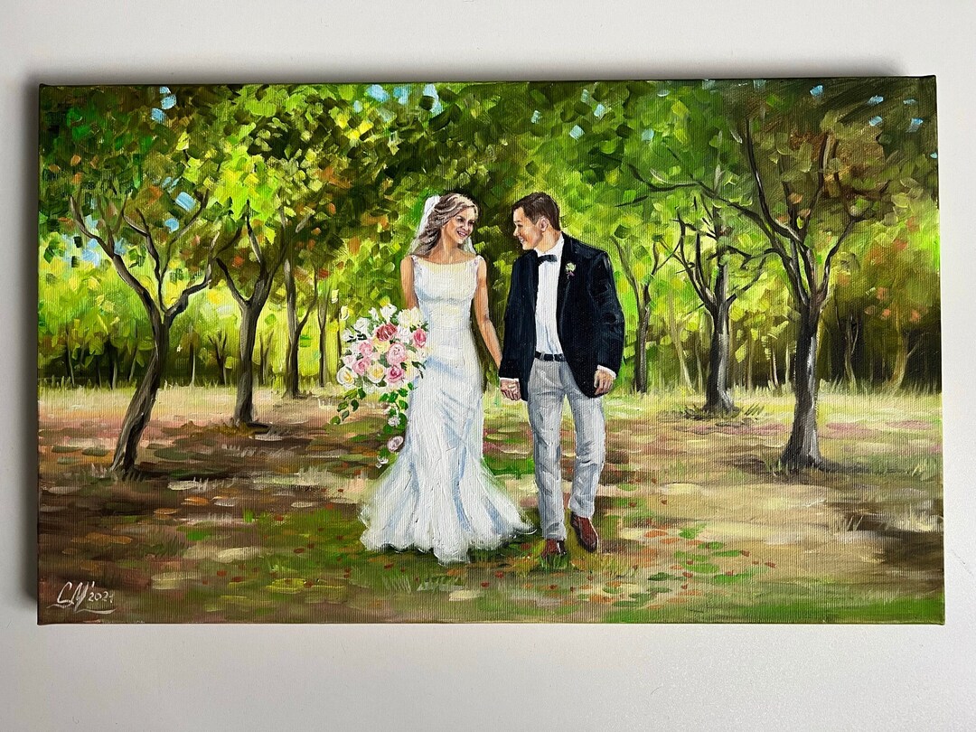 Art Commission Painting on Canvas Wedding Painting From Photo Custom ...