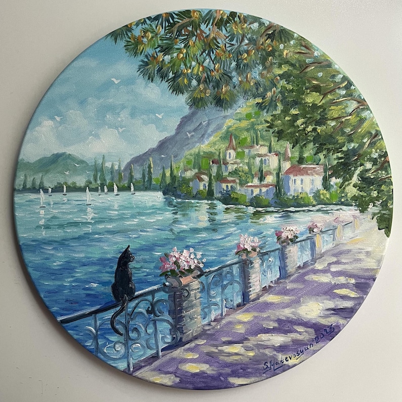 Lake Como Painting Landscape Italy Oil Painting on Canvas Art Original ...