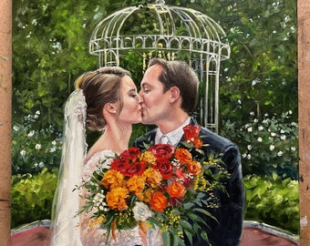 Commission painting on canvas wedding painting gift Custom oil painting from photo Wedding portrait gift custom portrait personalized gift