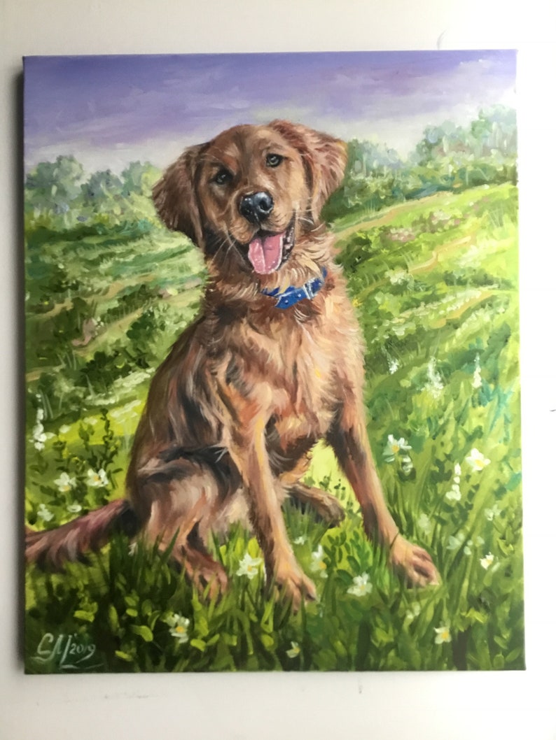 Custom Dog Portrait Painting on Canvas Art Commission Art Etsy