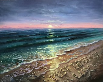 Commission painting custom landscape from photo Ocean skyline wall art nautical decor Ocean Painting custom beach painting Ocean painting