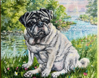 Commission painting dog Custom oil painting custom dog portrait from photo to painting family gift personalized dog memorial portrait gift