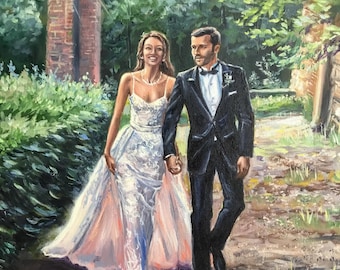 Art commission Impressionist wedding portrait Custom oil painting from photo 1st anniversary gift