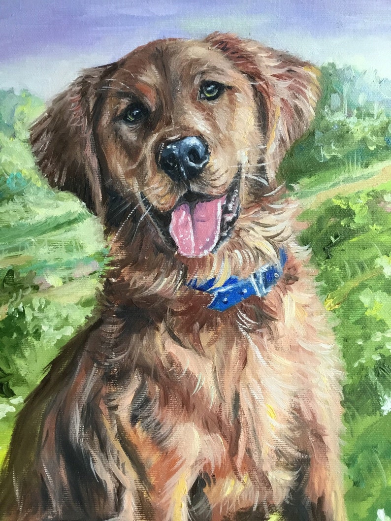 Custom Dog Portrait Painting on Canvas Art Commission Art Etsy